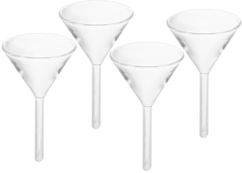 WATIIFUFU Embudo de Vidrio Transparente Pequeño Diámetro 40 Mm 4 Unidades Vertido Preciso sin Derrames para Lámparas de Queroseno Adecuado para Recarga de Aceite en Hogar y Exterior, Uso