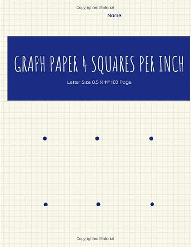 Graph Paper 4 Squares Per Inch: Composition Notebook Ruled Grid Paper, Soft Cover, Letter Size 8.5 X 11 100 Page
