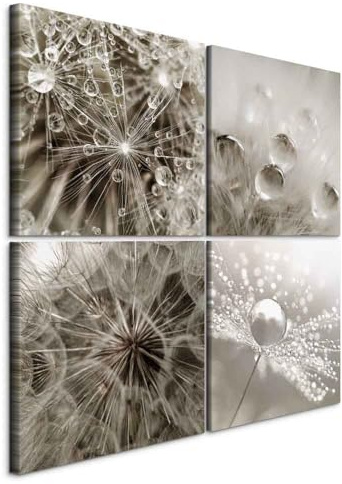 murando - Leinwandbild Set Pusteblume, 80x80 cm, 4-teilig, Schlafzimmer | Hochwertige Leinwand, sofort aufhängbar, ideal fürs Wohn- oder Schlafzimmer, wasserfest und lichtecht, langlebig, stilvoll