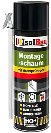 Isolbau B2 Montageschaum mit Aussprührohr - 1 x 500 ml PU-Bauschaum für Montage, Isolierung, Abdichtung, Innen & außen