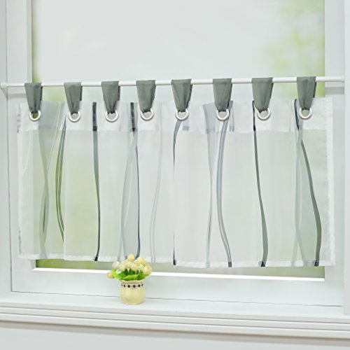 Joyswahl Scheibengardine Voile Bistrogardinen mit Schlaufen Leonie Kurzstore HxB 30x90cm Grau 1er Pack