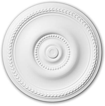 Profhome Rosette 156002 Ø 52 cm x 3,5 cm aus Polyurethan Hartschaum vorgrundiert