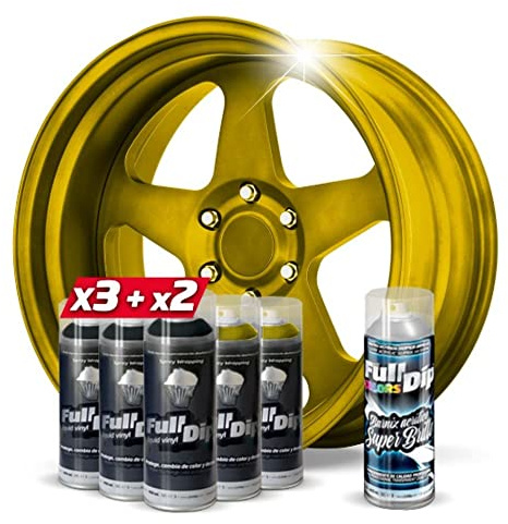 AutoFullCar - Pack Sprays Full Dip Candy Dorado Solar Brillo con Base Negra - Formato Spray 400 ml. Unidad