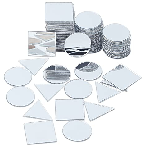 PH PandaHall 150pz Specchietti Adesivi Mosaico Mini Specchi Adesivi, 3 Forme Piastrelle per Mosaico a Specchio per Abbellimenti Artigianato Creazione di Decorazioni per la Casa