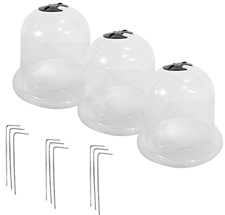 Yerd 3X Pflanzglocke 26cm Pflanzenschutzhaube transparent, Anzuchtglocke, Anzucht-Pflanzhilfe, Pflanzenschutz vor Frost, Schnecken & Vögeln (26cm, 1x 3er Set)