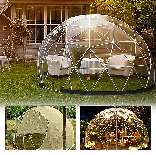 Garden Dome Igloo, PVC Transparent Bubble House Gewächshaus,Commercial Clear Camping Cabin Bubble Tent für Outdoor Family Backyard Camping Stargazing,12 x 7.2ft