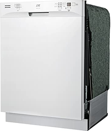 SPT SD-6501WA 24″-wide Built-In Stainless Steel Tall Tub Dishwasher with ENERGY STAR, Heated Drying, 6 Wash Programs and 14 Plate Settings – White