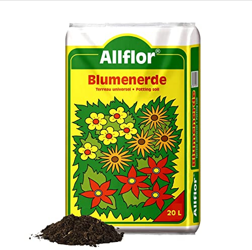 Allflor Blumenerde I 1 x 20 L I gebrauchsfertige Universalerde I hochwertige Erde im 20 Liter Beutel I Für alle Balkon- und Zimmerpflanzen geeignet I Enthält alle wichtigen Pflanzennährstoffe