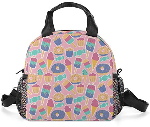 LafalPer Bolsa de Almuerzo Personalizada Bolsa Porta Alimentos para Niños Bolsa Comida de Mujer Moda para Trabajo Escuela Pan de caramelo encantador
