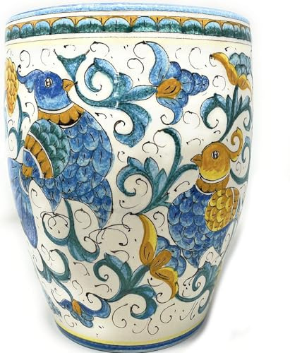 CERAMICHE D'ARTE PARRINI -Italian Ceramic Cachepot Vase Flowerpot Planter Art Pottery Indoor/Outdoor Hand Painted Pattern Birds Made in Italy Tuscan