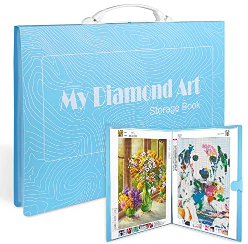 IGUGI 5D Diamond Painting Bilderalbum,Diamond Painting Bilder Album,A3 Diamond Painting Mappe mit Griff,mit 30 Klarsichthüllen fasst 60 Blatt,DIY Diamond Painting Sammelordner
