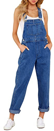 GRAPENT Comfy Overalls for Women Jean Romper Womens Overalls Baggy Women's Denim Royal Blue Denim Outfit Color Cody Blue Size Medium Size 8 to 10