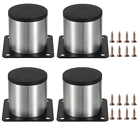 SUMTree 5CM 4 Stück Möbelfüße aus Edelstahl Schrankfüße Beine für Stühle Tisch Schrank Schreibtisch Sofa Möbelbeine mit Schrauben Einfachen Montage Runde Rostschutz(Silber)