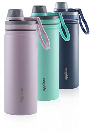 eppikan EppiSporty Edelstahl Thermosflasche Trinkflasche Isolierflasche Sportflasche Wasserflasche 530ml, 750ml Sport-Schul-Fitness-Outdoor-flasche mit Sportdeckel (Pastel Purple, 530 ml)