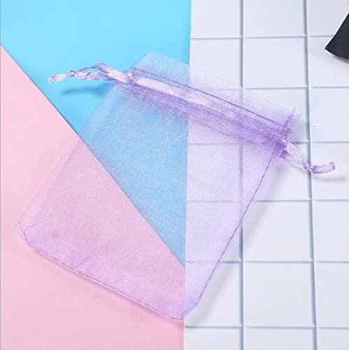 ORGEFY Organza-Beutel mit Kordelzug, 10 x 15 cm, 10 x 15 cm, Violett, 5 x 7 cm, 10 x 15 cm, 100 Stück