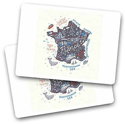 2 x Vinyl Stickers - Rectangle Shape 7.5x5cm France French Travel Map Landmarks Art Print Decal Laptop Tablet Luggage Car Wall Fridge Door Sticker #58835