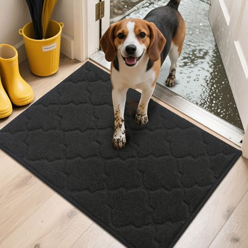COSY HOMEER Fussmatte Innen 50 x 80 cm, Schmutzfangmatte Schwarz | Waschbar und rutschfest, saugfähiges Polyestergewebe, 1,5 cm weich, für Flur, Küche und Hintertür