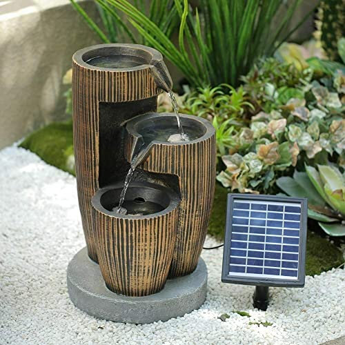 Fontana da Giardino per Interni ed Esterni Fontana per Esterni Fontana con Secchio in Resina Fontana da Giardino per Esterni Caratteristica Solare con Luce a LED per terrazza, Patio, Portico,