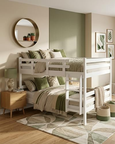 Steiner Shopping Etagenbett Easy Premium Line K24 N I weiß 90x200 aus massivem Buchenholz I Stockbett für 2 Kinder I Platzsparendes Doppelstockbett für Kinderzimmer I Kinderhochbett & Jugendbett