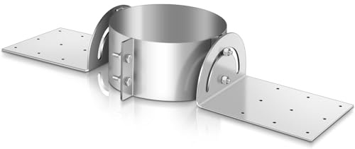 Hicarer 8 Inch Chimney Roof Support Bracket Stove Pipe Roof Brackets Adjustable Galvanized Support Kit with Fixing Holes for Double Wall Insulated Chimney Pipe