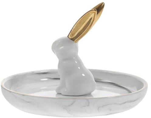 GAROZATION Vassoio Ceramica Per Gioielli Forma Di Coniglio Portagioie Decorativo Per Orecchini e Anelli Organizer Multifunzionale Per Casa e Bagno Facile Da Pulire Design Elegante Con