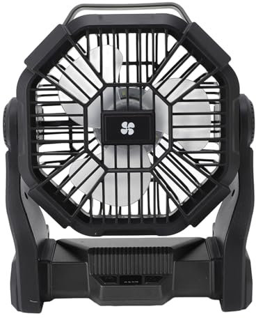 Haofy Ventilador Portátil para Acampar Al Aire Libre con Luz LED, Motor sin Escobillas, Batería de 10400mAh, Ventilador Recargable USB para Tienda de Campa?a, Senderismo (BLACK)