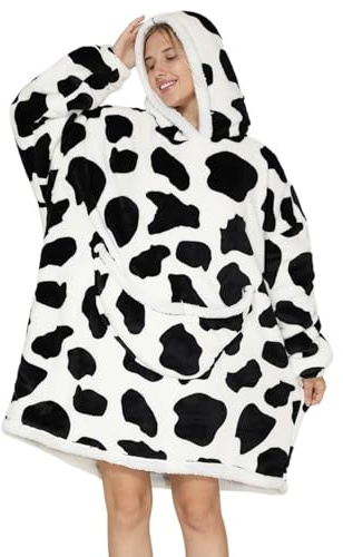 Extra Long Blue Polar Bear Comfy Wearable Blanket, Big Oversized Sherpa Fleece Animal TV Hoodie Sweatshirt, Christmas Gifts for Adults Women Men Girls Teens