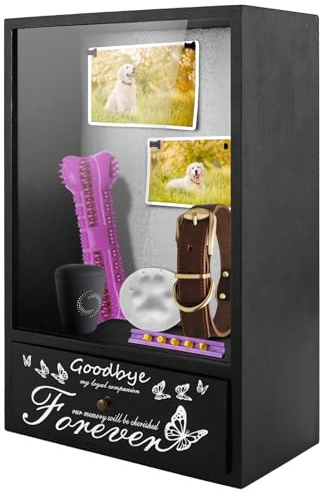 Boîte commémorative pour Animal de Compagnie - Urne avec tiroir - Cadre Photo commémoratif pour Chien - Cadeau commémoratif pour la Perte de Chien, Chat et Chien, avec Pet Paw Print Set