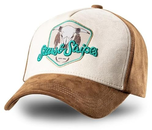 STARS & STRIPES Western-mode truckerkeps buffalo turkos – turkos och brun med broderi och nätinsats | justerbar snapback-keps, Turkos, one size