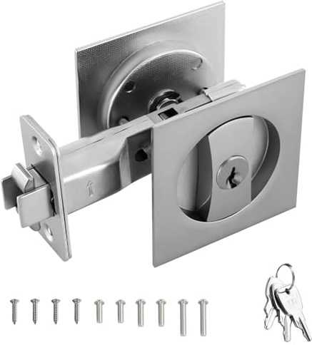 Cerrojo de Puerta Corredera a Empotrar, Cerrojo de Puerta Corredera con Cavidad, con Indicadores de Color y Manija a Ras, para Puertas Interiores/Exteriores