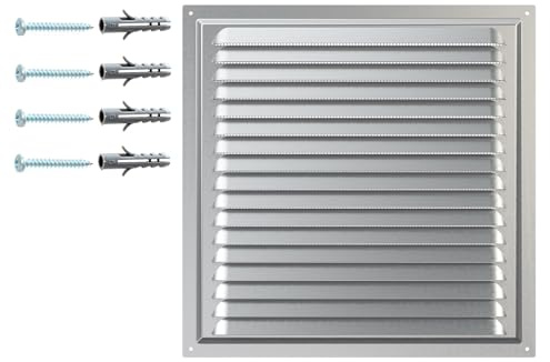 Griglia di Ventilazione in Acciaio Zincato – Copertura con Rete Protettiva – Antiruggine per Parete o Soffitto – Griglia Quadrata 300 x 300 mm – Uso Interno ed Esterno.