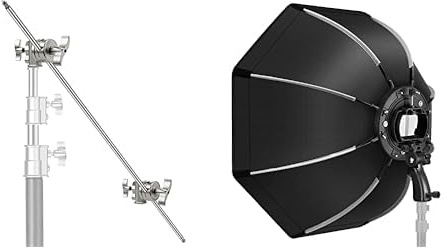 Neewer Verlängerungsgriff Arm Auslegerarm mit 2 Stücke Griffköpfen - 127 Zentimeter Aluminiumlegierung Aufbau, 65cm achteckige Softbox mit Schnellverschluss, mit S-Typ Halterung, Tragetasche