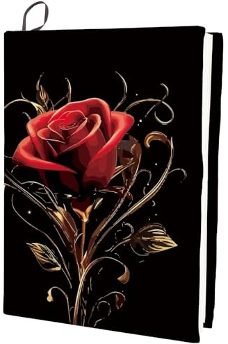 craspire Rose Buchdeckel schwarz elastische Buchhülle 15,7 x 9,8 Zoll waschbar wiederverwendbar dehnbar große Blume Bücher Wraps Covers Protector geeignet für 9 x 11 Zoll die meisten Hardcover Bücher