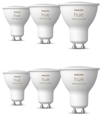 Philips Hue White & Color Ambiance GU10 LED Spot 6er Pack – Dimmbare LED Lampen für das Hue Lichtsystem mit 16 Mio. Farben, Smarte Lichtsteuerung über Sprache und App