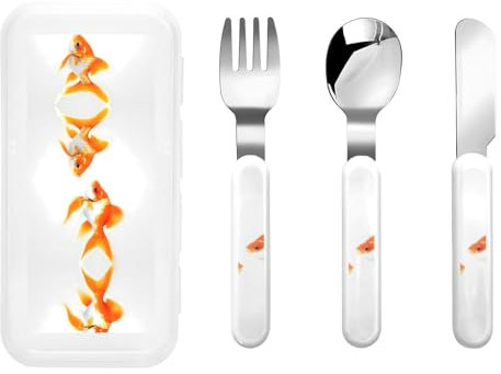 Cute Fish Stainless Steel Cutlery Set, Stainless Steel Cutlery Fork Spoon and Knife for Daily Meals