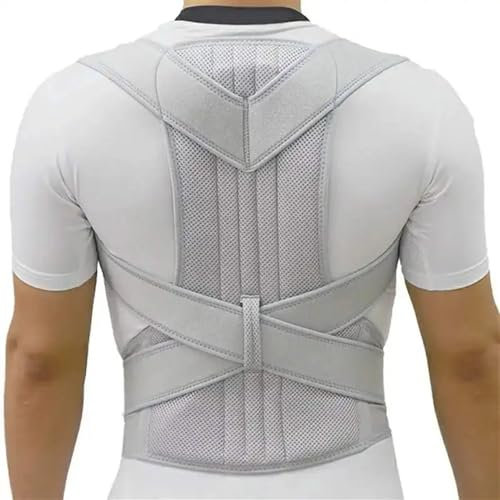 XS-5XL Übergröße Voll Verstellbarer Skoliose-Haltungskorrektor Rückenstütze Schulter Nacken Schlüsselbein Stütze Für Männer Und Frauen Rundrücken Korrektur Für Jugendliche(Gray,3XL)