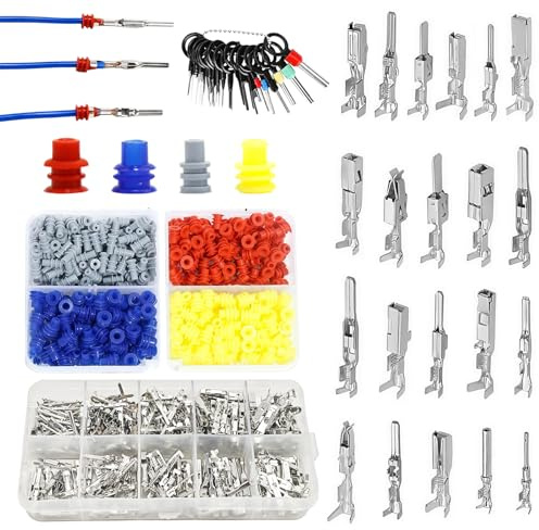 WANDGU crimpt anslutningsstift bil bil elektrik: 690 st. kontaktstift kit 1/1,5/1,8/2,2/2,3/2,5/2,8/3,5 mm, korrosionsbeständighet kontaktkontaktmonteringssats för bilar, motorcyklar, båtar