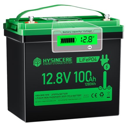 HYSINCERE LiFePO4 12V 100Ah Batterie Mini mit 100A BMS, 1280 Wh