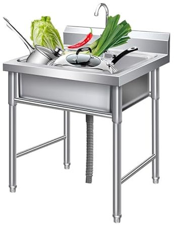 Freistehender SpüLtisch Freistehende Küchenspüle, Außenküche mit Spüle, freistehende Spülbecken, Waschtisch, Gartenspüle, mit Wasserhahn, Waschtisch, mit Werkbank und Abtropffläche, für Wasc