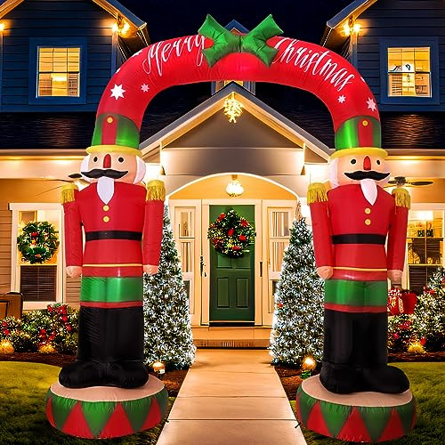 Fayavoo Decorazioni natalizie gonfiabili da 2,4 m, gigante, soldato schiaccianoci, arco natalizio con luci LED integrate, decorazioni natalizie per esterni, decorazioni natalizie per feste in giardino