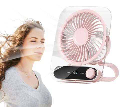Desk Fan, Foldable Desk Fans Small Quiet, Battery Operated Cool Gadgets, Air Cooler 199 Speeds Portable with Night Light for Home Hiking Beach Travel