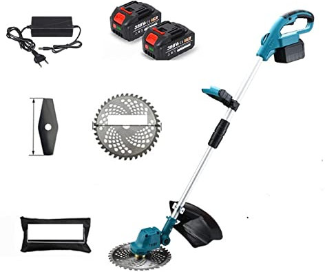 Cortasetos, Cortacésped eléctrico inalámbrico de 9 pulgadas, Motor sin escobillas, cortadora de césped eléctrica, ángulo de longitud ajustable, herramienta de poda telescópica for jardín(2 battery set