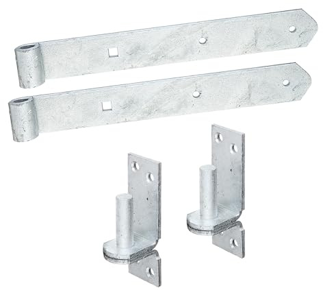 siwitec Ladenband 300 mm, 2er-Set mit engen Kloben, Ø13 mm, feuerverzinkt, gerade/abgerund., witterungsbeständig, Torband, Türband Gartentor, Torscharnier