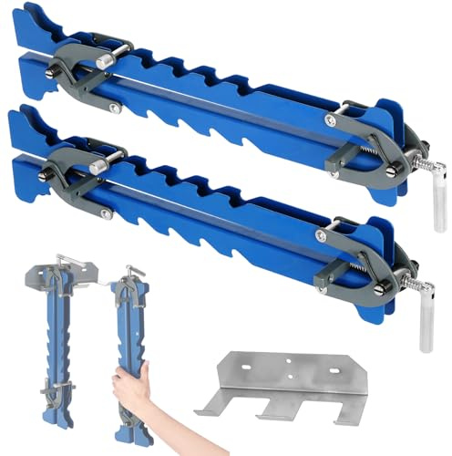 19 inch Panel Clamps 2 Pack with Clamps Storage Rack, 4-Way Pressure Steel Clamps 4 Serrated Rigid Guide Rails Make Panel Flat, Deluxe Panel Clamps for Cutting Boards, Tabletops, and Cabinet Making
