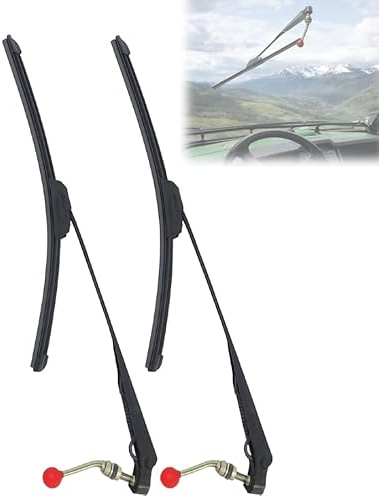 UTV Windshield Wiper Kit – Universal Manual, 15.7″ Rubber Blade, Compatible with Polaris Ranger/RZR, Can‑Am, Kawasaki & Golf Carts (2)