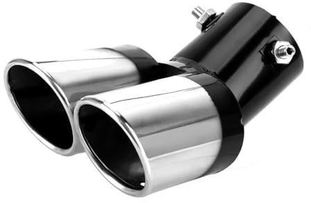 YSQOJF Terminale Scarico Auto 1 Pz Punte di Scarico Tubo di Scarico per Auto Doppia Uscita Obliqua estremità del Tubo Vernice Blu Doppio Ingresso Punta di Scarico Coda Gola(Silver Type A)
