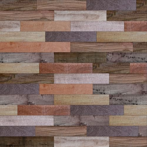 HLNIUC Wood Grain Wallpaper Self Adhesive,Brown Wood Effect Sticker(44x300cm)Wooden Stickers Self Adhesive,Brown Oak Wooden Grain Vinyl Peel Stick Film Counter Top Covering Furniture Cabinets Wardrobe