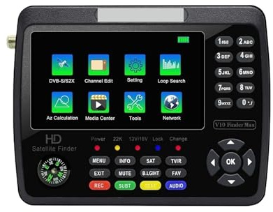 V10 Max Satellite TV Finder Signal Meter DVB-S/S2/S2X Receiver Sat Detector 4000mAh Battery 4.3inch Screen