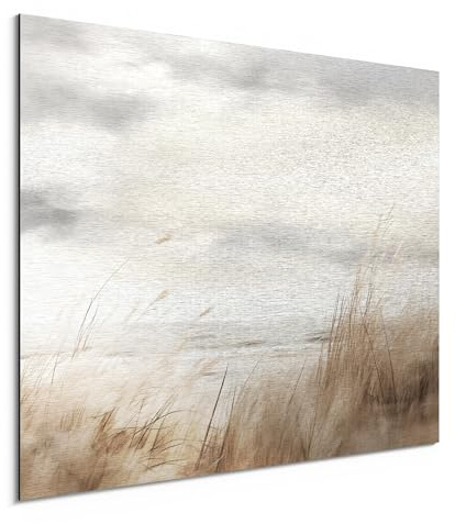 DEQORI Alu-Dibond Bild Melodie der Nordsee silber gebürstet bedruckt | 80x60 cm | Aluminiumverbund – modernes Wandbild für Innen- & Außenbereiche mit toller Bildwirkung & leichter Montage