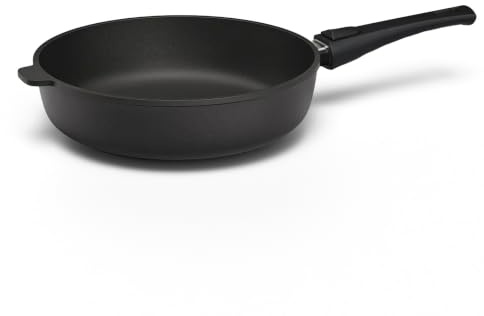 Hoffmann STONIQ Hochrandpfanne 24 cm Induktion, Antihaft, PFAS-frei, ohne Deckel, Aluguss, abnehmbarer Griff, alle Herdarten, backofenfest, wiederbeschichtbar, spülmaschinenfest - Pfanne, Bratpfanne